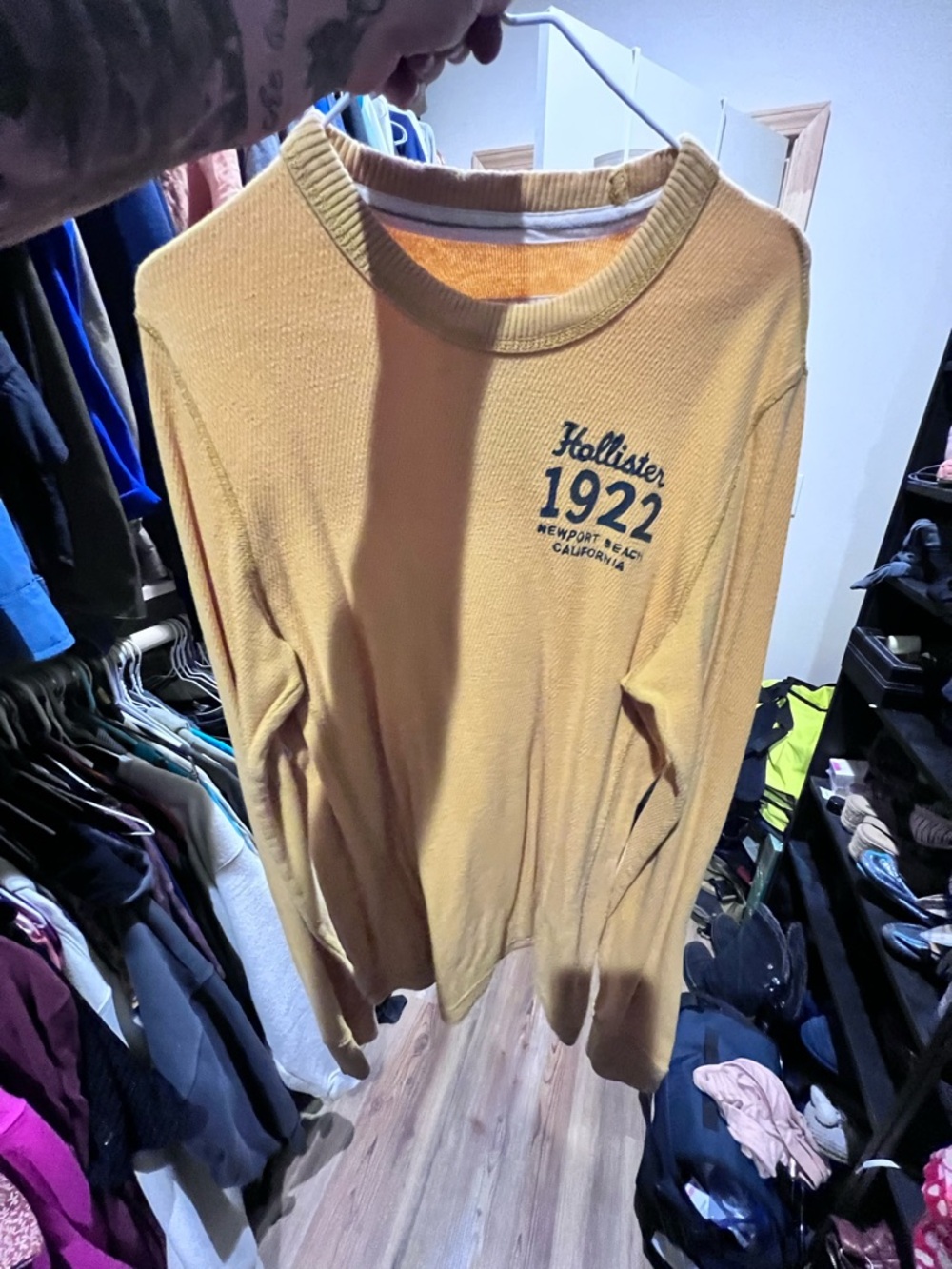 Hollister Yellow Crewneck with Navy 1922 Logo